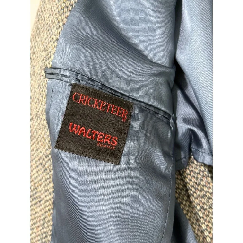 Vintage Harris Tweed Cricketeer Mens Blazer Sport Coat Wool Blue Gray Size 42R?